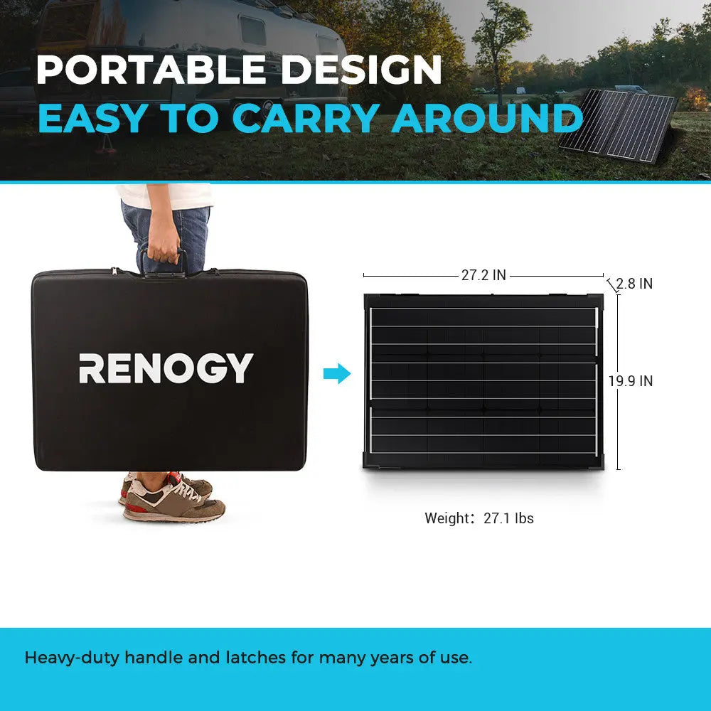 100 Watt 12 Volt Foldable Solar Suitcase with Voyager