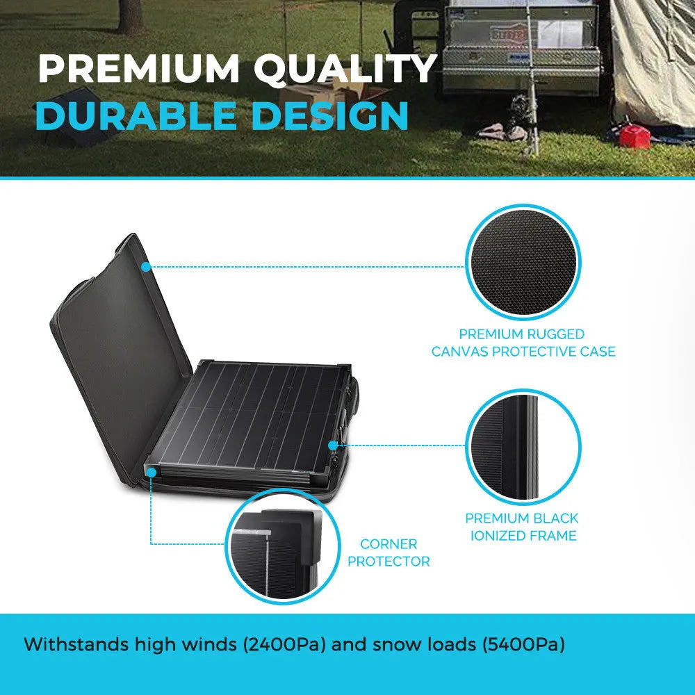 100 Watt 12 Volt Foldable Solar Suitcase with Voyager